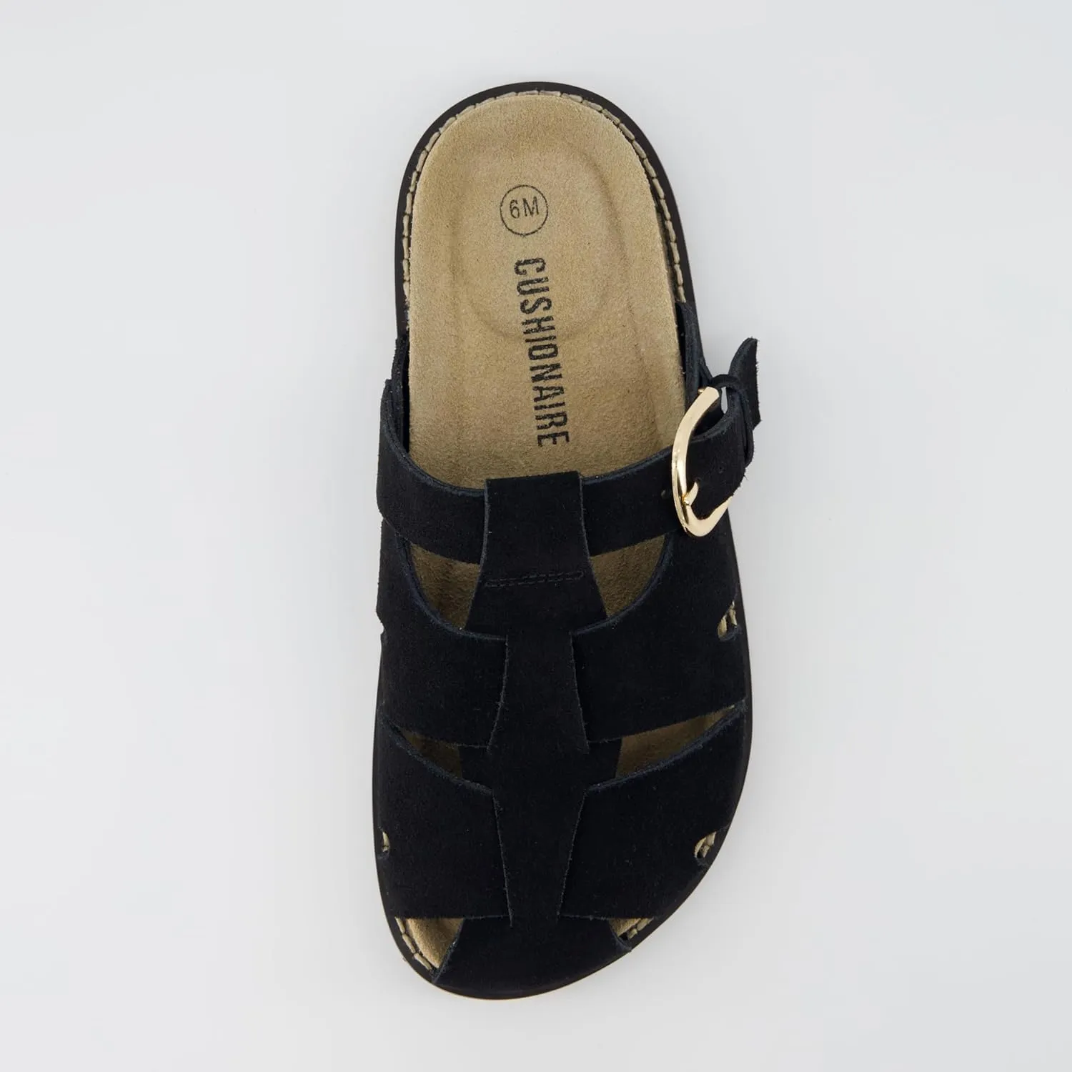 CUSHIONAIRE Benson Women’s Fisherman Clog – Suede Slip-On Sandal with Adjustable Buckle & Contoured Cork Footbed