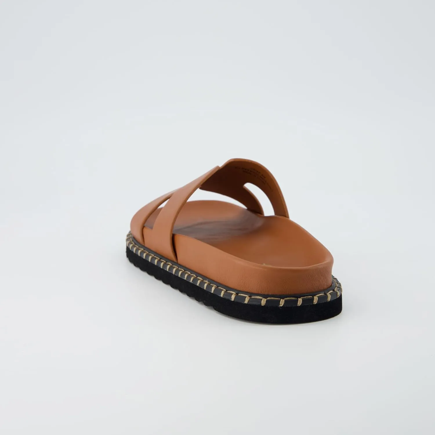 CUSHIONAIRE Crisp Women’s Slide Sandal – Faux Leather Cutout Slip-On with Artisan Stitching & Memory Foam, Wide Widths Available