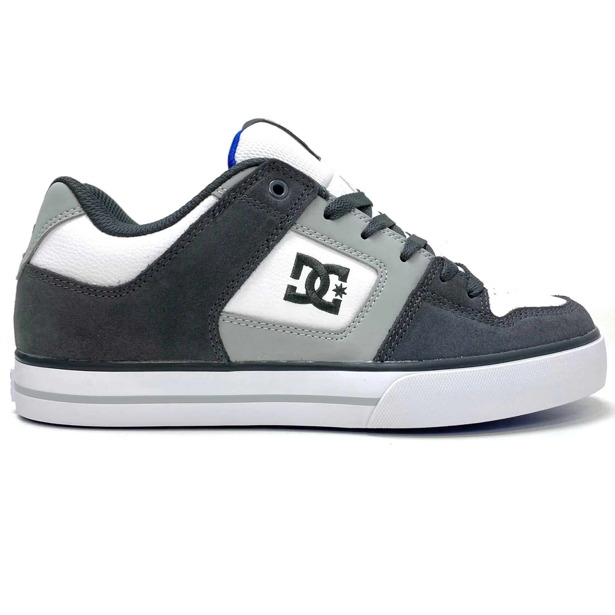 DC SHOES PURE GREY WHITE & BLUE TRAINERS (UK 8 EUR 42)
