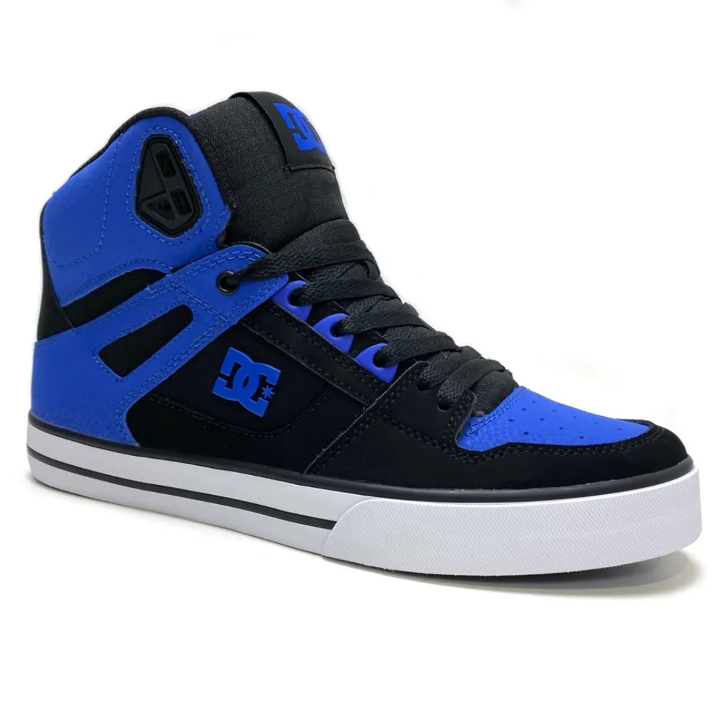 DC SHOES PURE HIGH TOP WC BLACK ROYAL BLUE TRAINERS (UK 8)