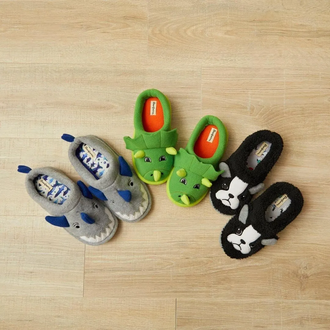 Dearfoams Toddler & Kids' Cute Shark, Cow, Unicorn, Dog, Dinosaur and Animal Critter Slippers