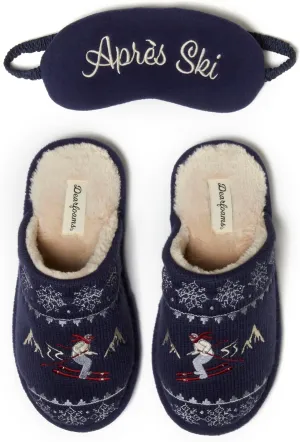 Dearfoams Women's Novelty Scuff with Eye Mask Slipper