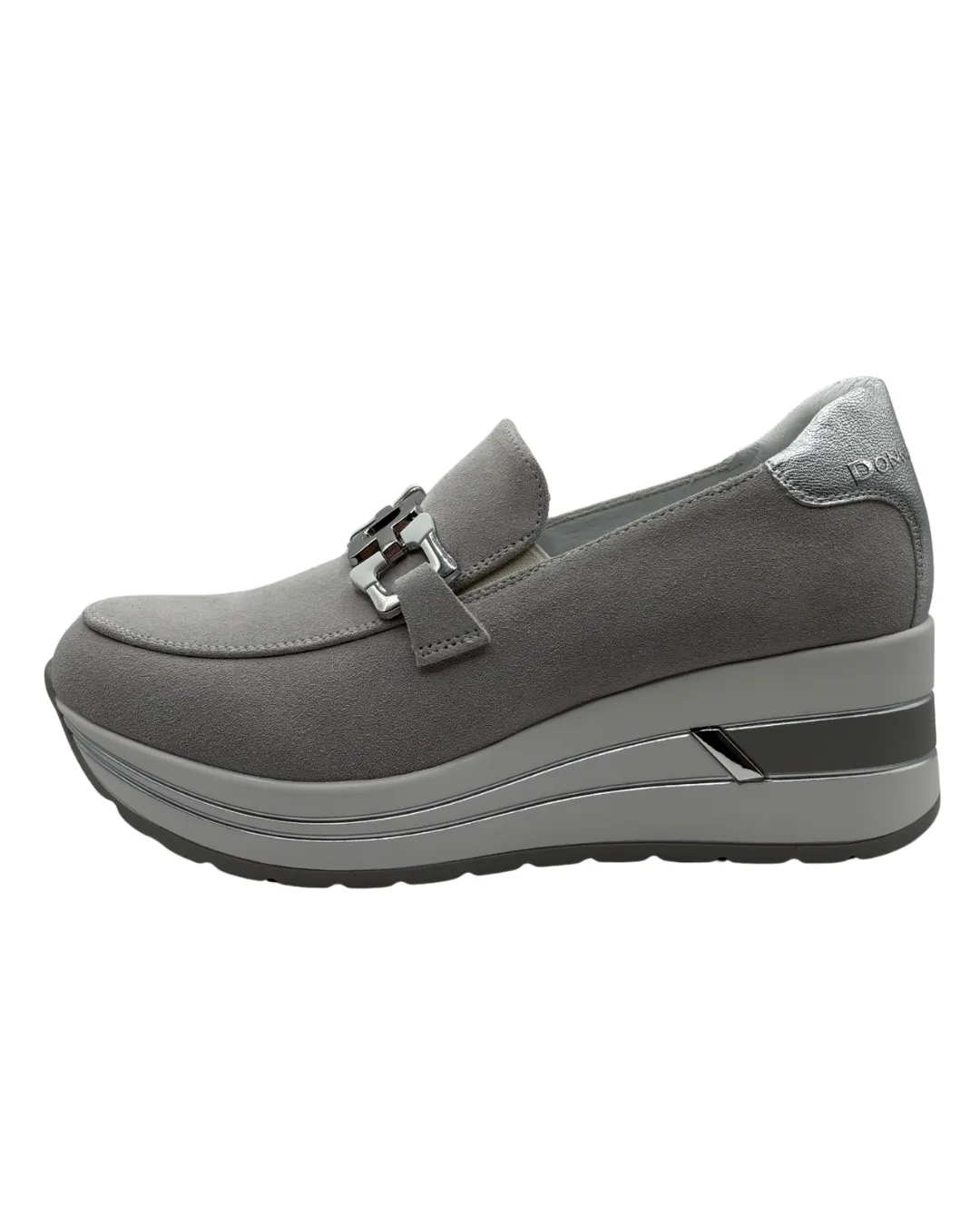 Donna Serena Grey Suede Wedged Loafer