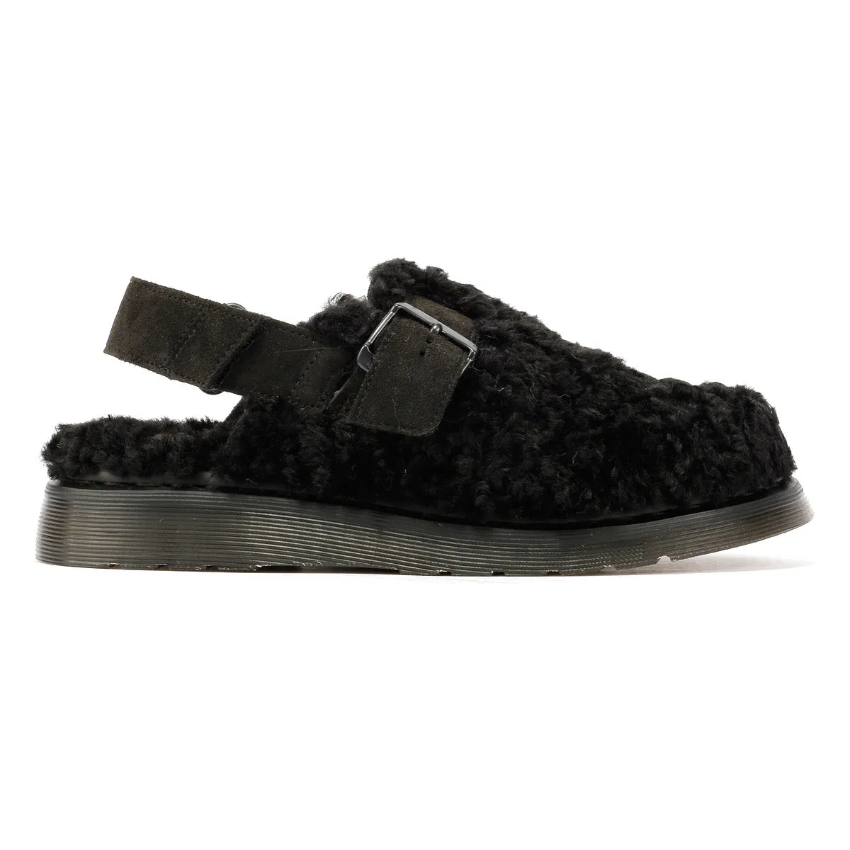 Dr. Martens Jorge II Borg Suede Black Sandals
