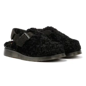 Dr. Martens Jorge II Borg Suede Black Sandals