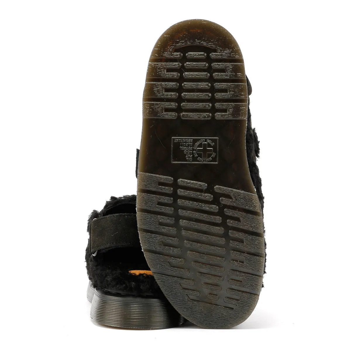Dr. Martens Jorge II Borg Suede Black Sandals