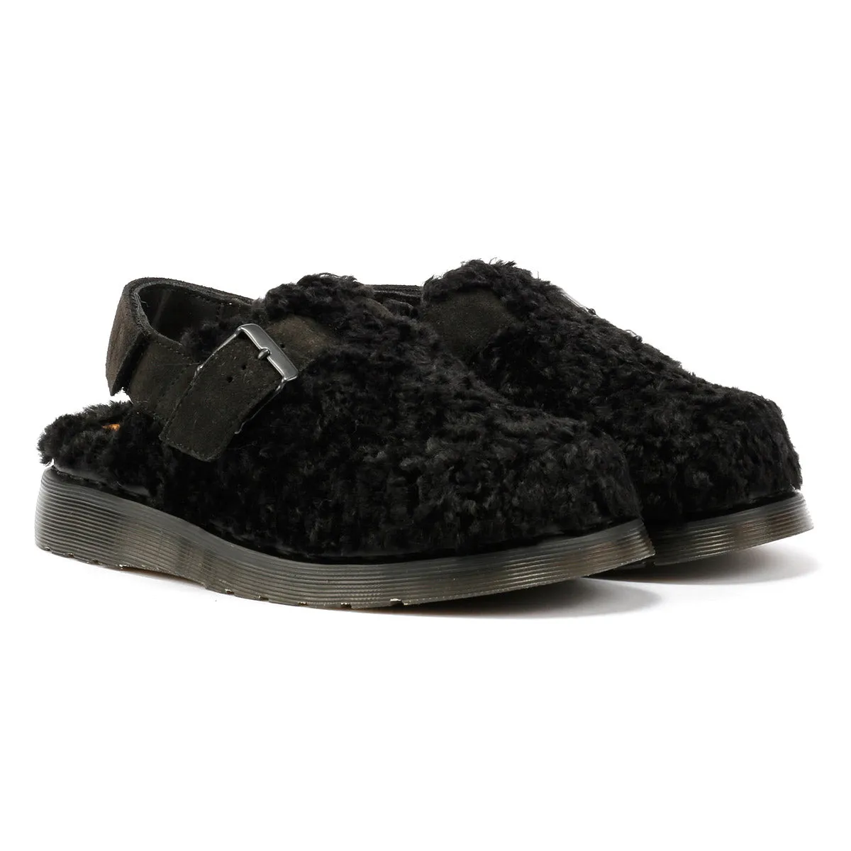 Dr. Martens Jorge II Borg Suede Black Sandals