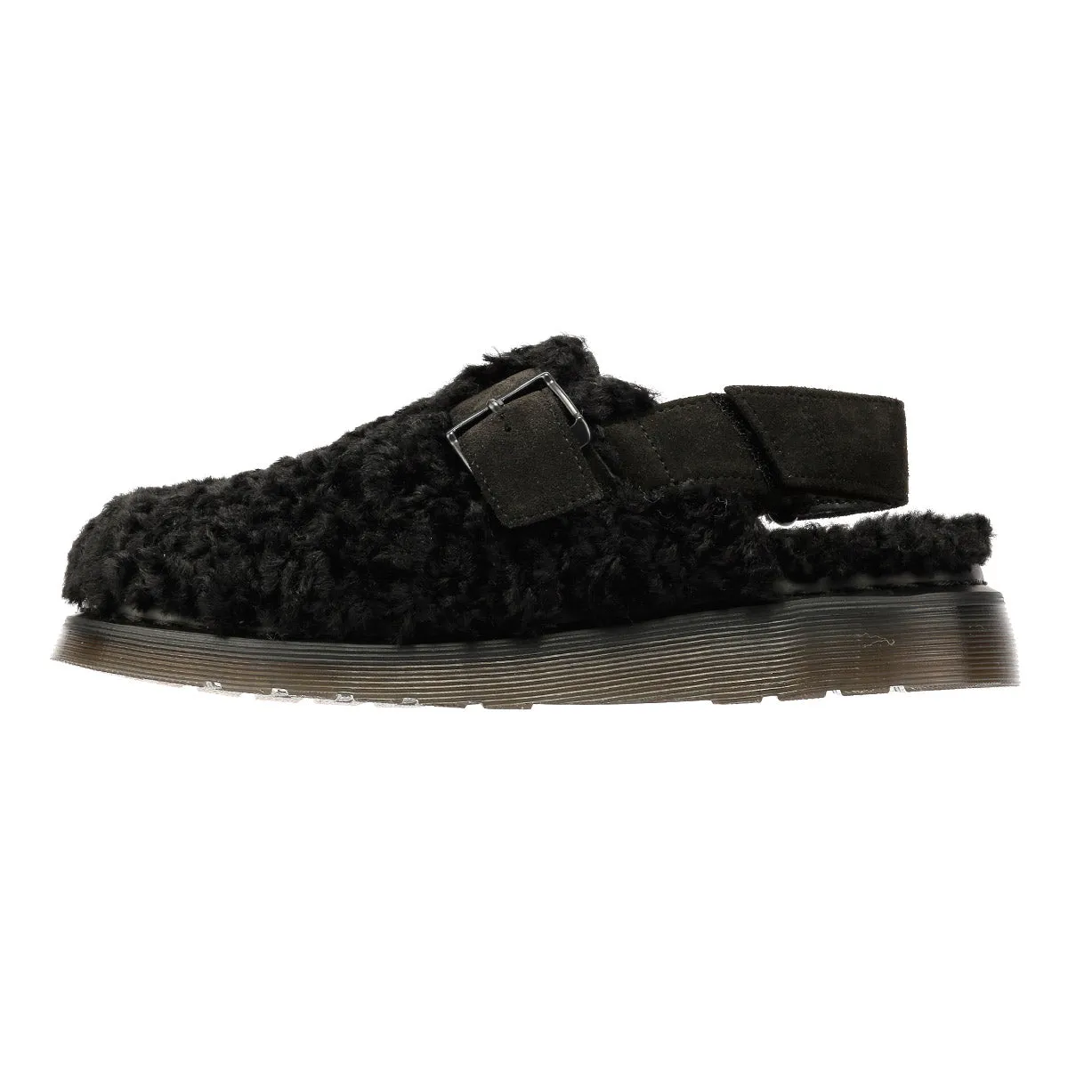 Dr. Martens Jorge II Borg Suede Black Sandals