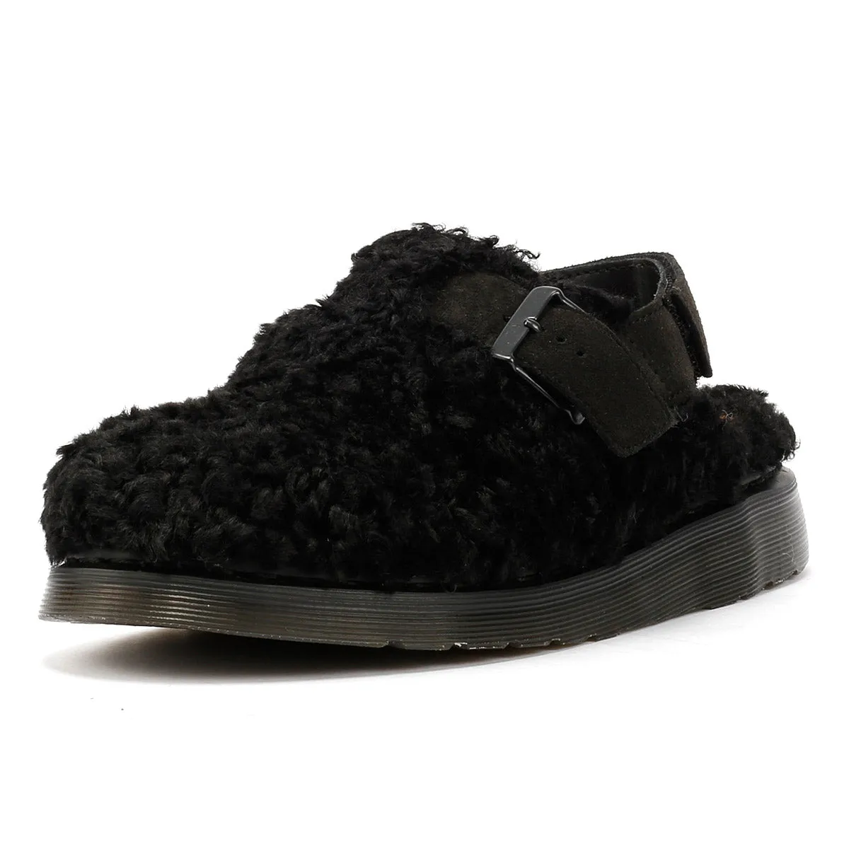 Dr. Martens Jorge II Borg Suede Black Sandals