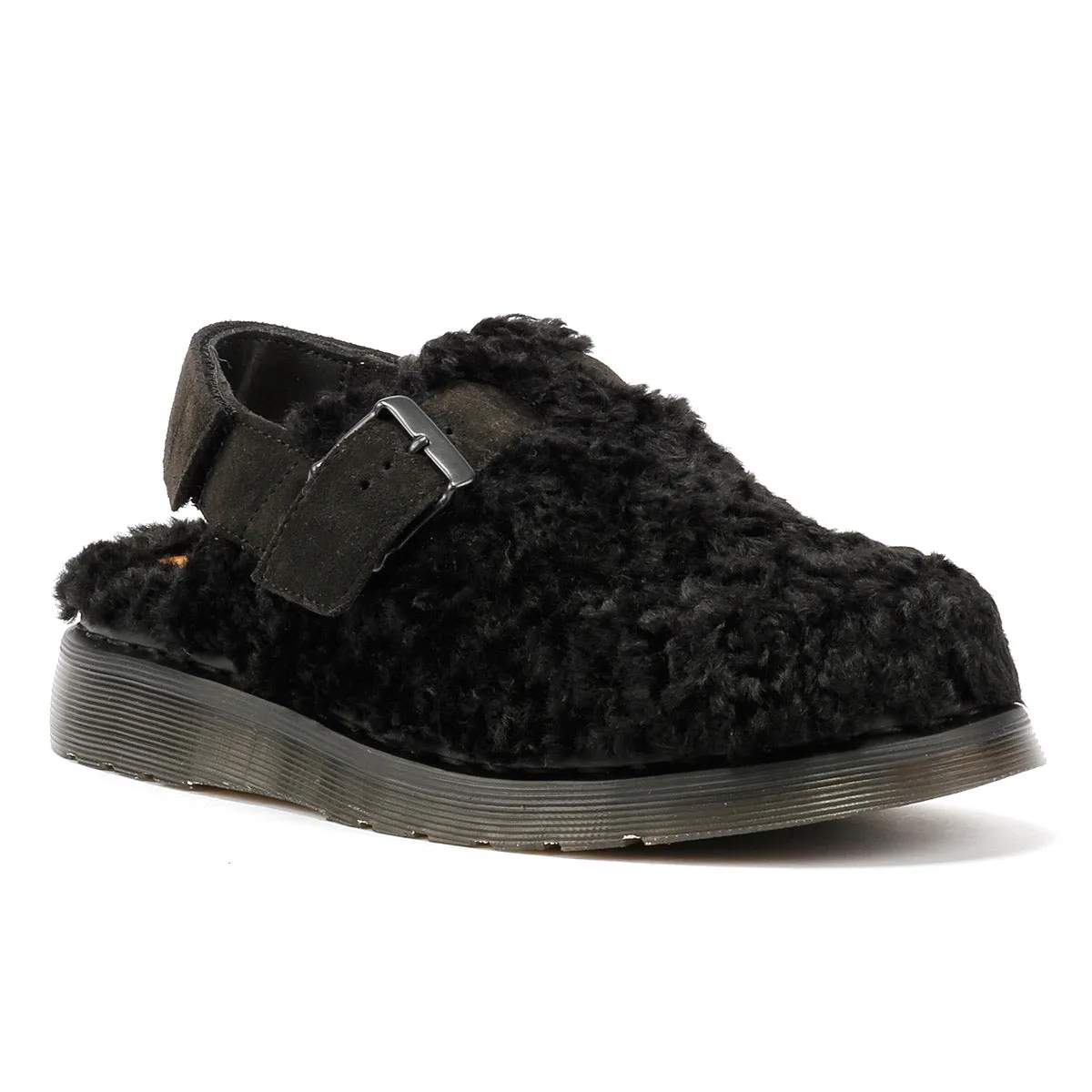 Dr. Martens Jorge II Borg Suede Black Sandals