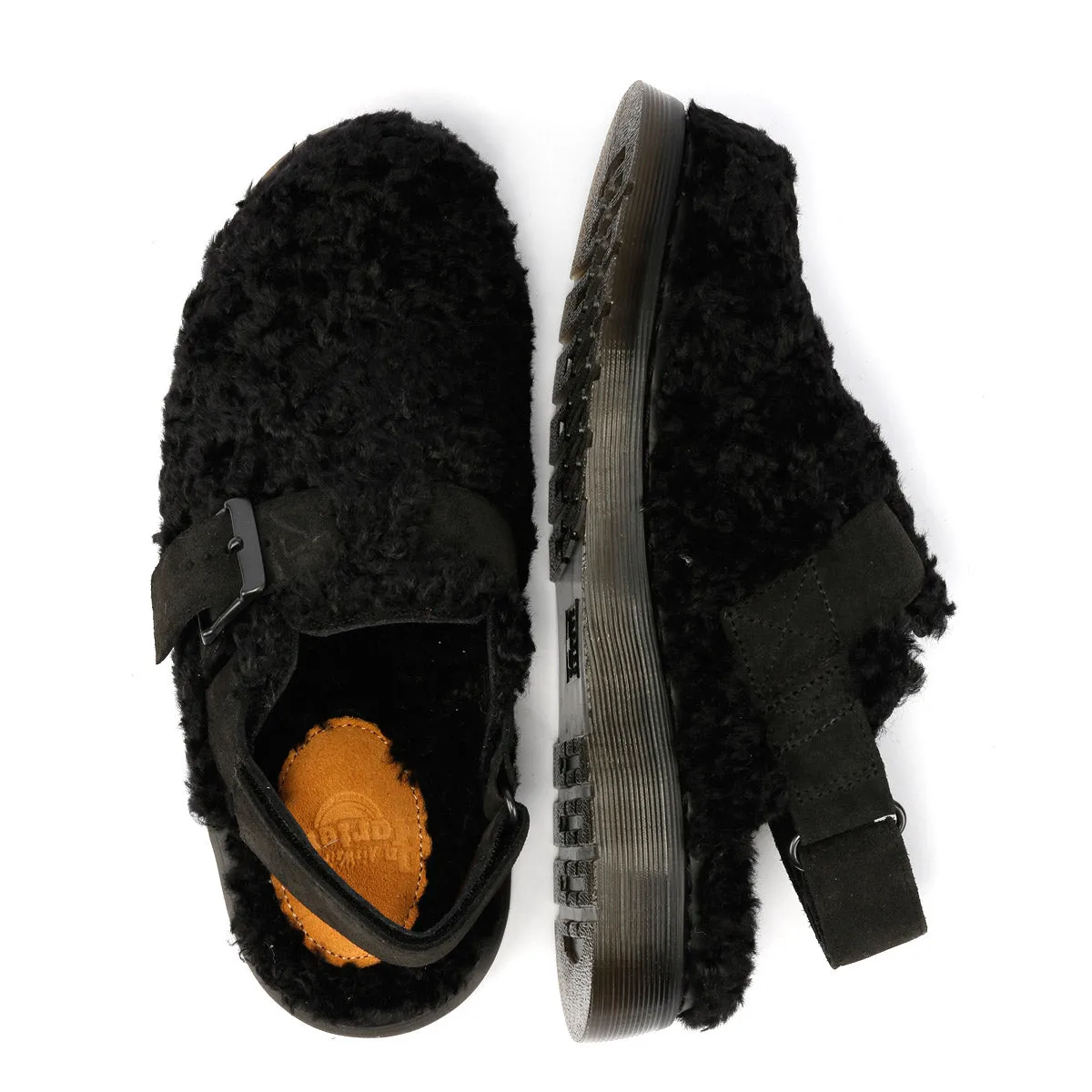Dr. Martens Jorge II Borg Suede Black Sandals