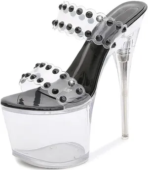 F&A LOVING Women's Clear Platform Sandal 6.5in Stiletto Slip onOpen Toe Heel