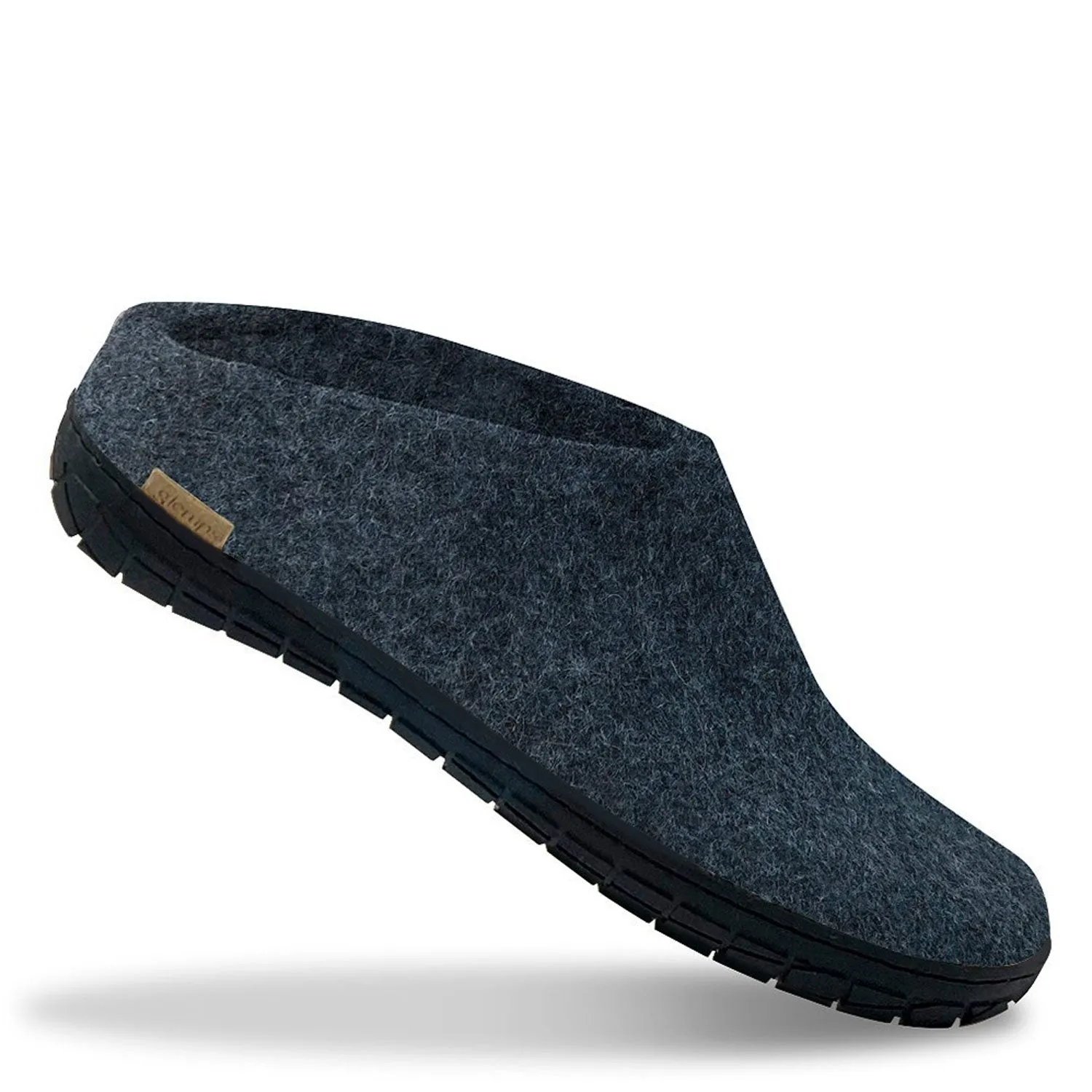 Felt Black Rubber Sole Mule - Denim