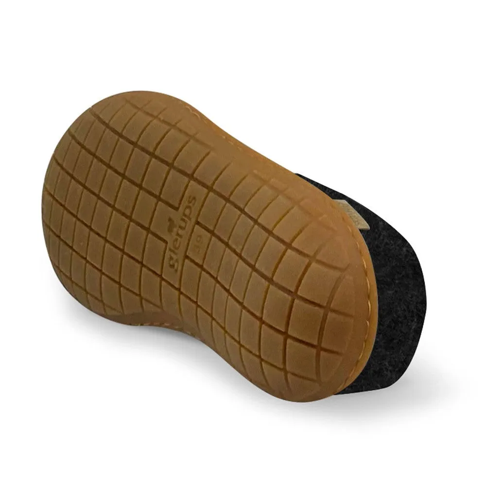 Felt Rubber Sole Mule - Charcoal