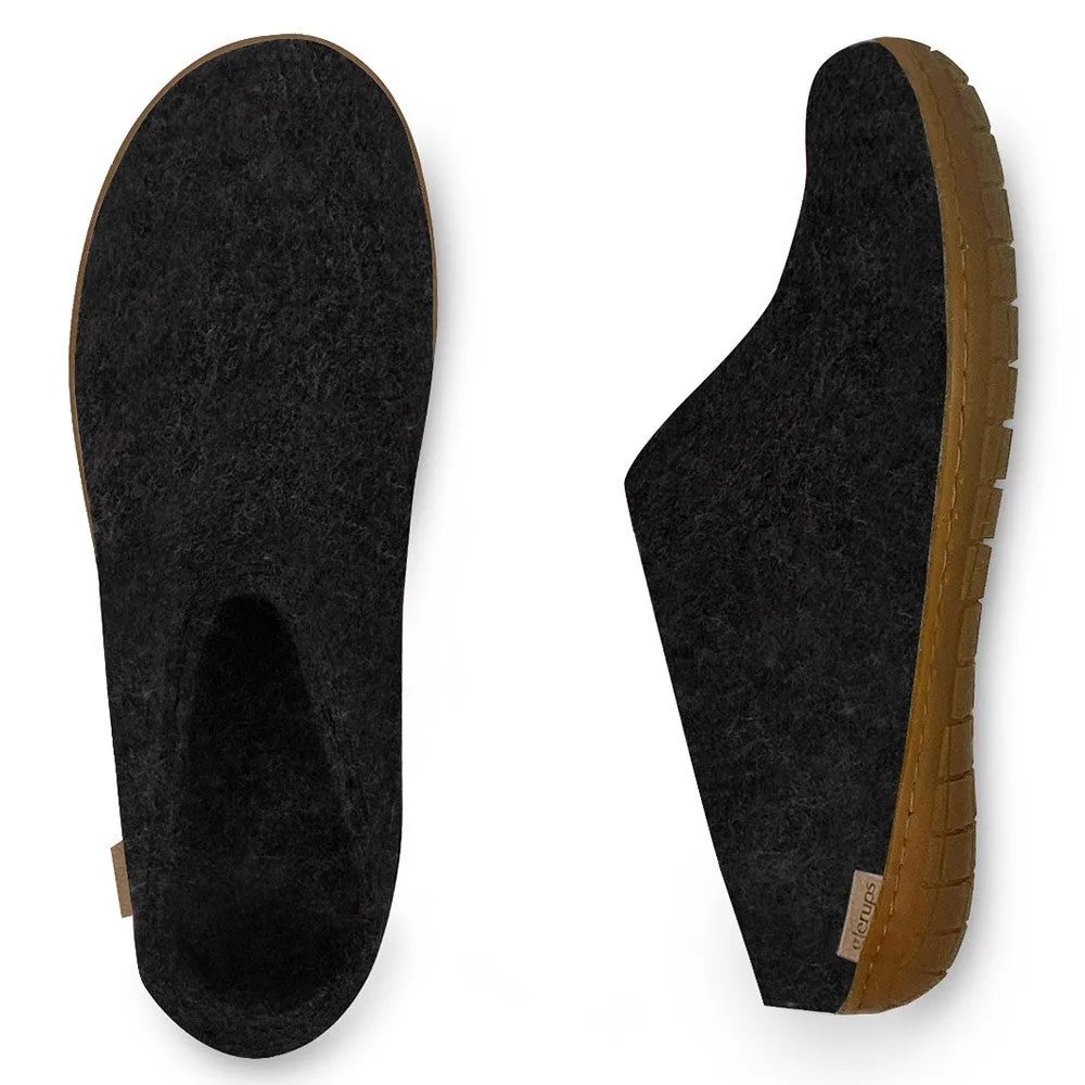 Felt Rubber Sole Mule - Charcoal