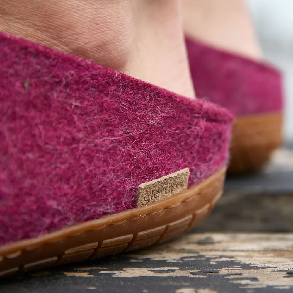 Felt Rubber Sole Mule - Cranberry