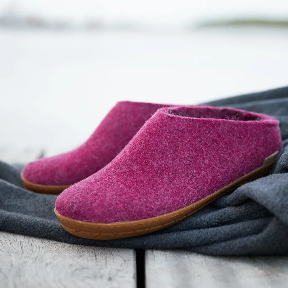 Felt Rubber Sole Mule - Cranberry