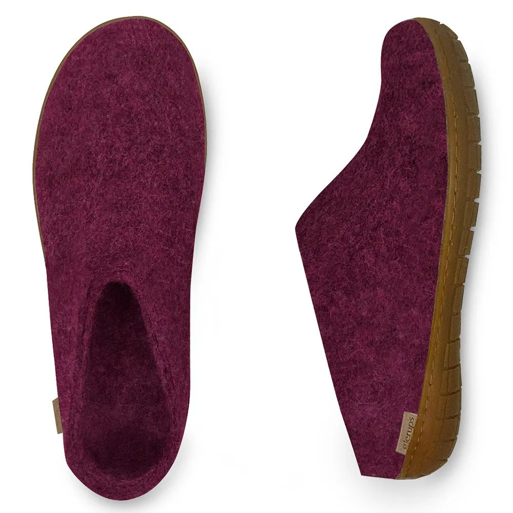 Felt Rubber Sole Mule - Cranberry
