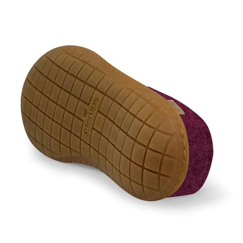 Felt Rubber Sole Mule - Cranberry