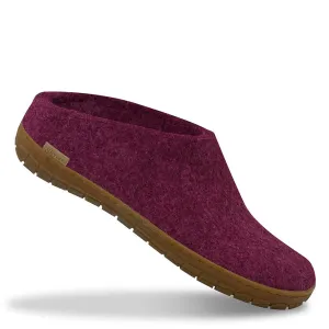 Felt Rubber Sole Mule - Cranberry