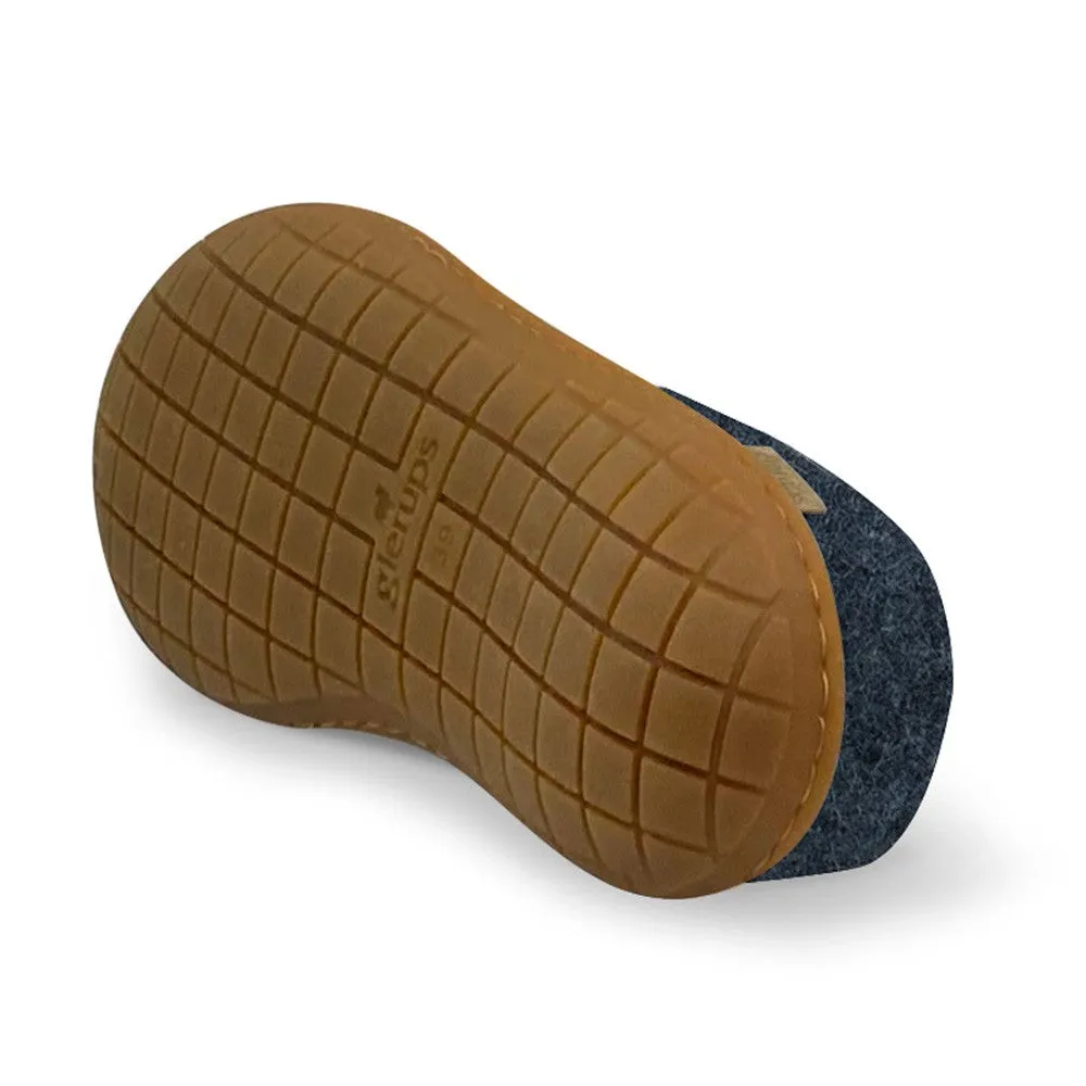 Felt Rubber Sole Mule - Denim