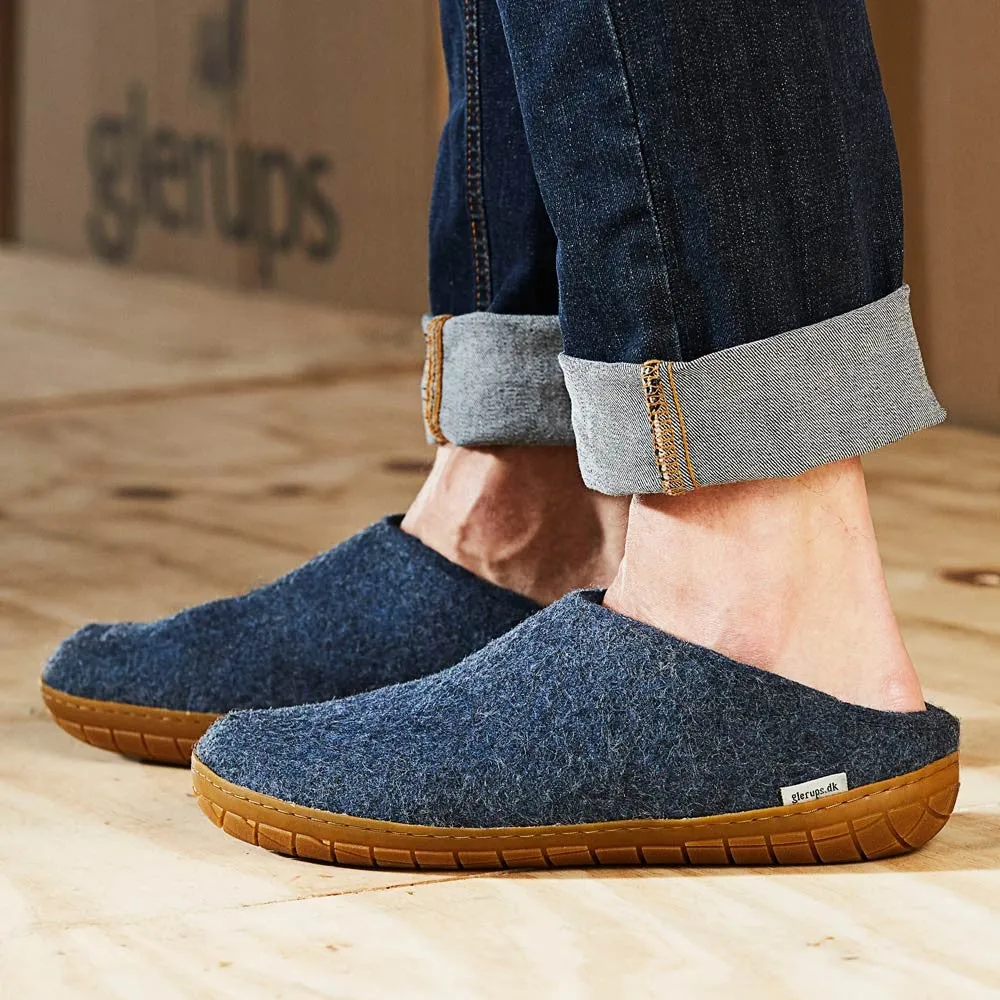 Felt Rubber Sole Mule - Denim