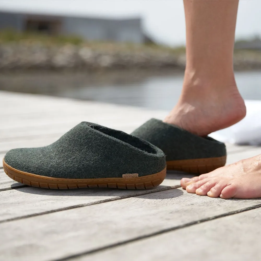 Felt Rubber Sole Mule - Forest