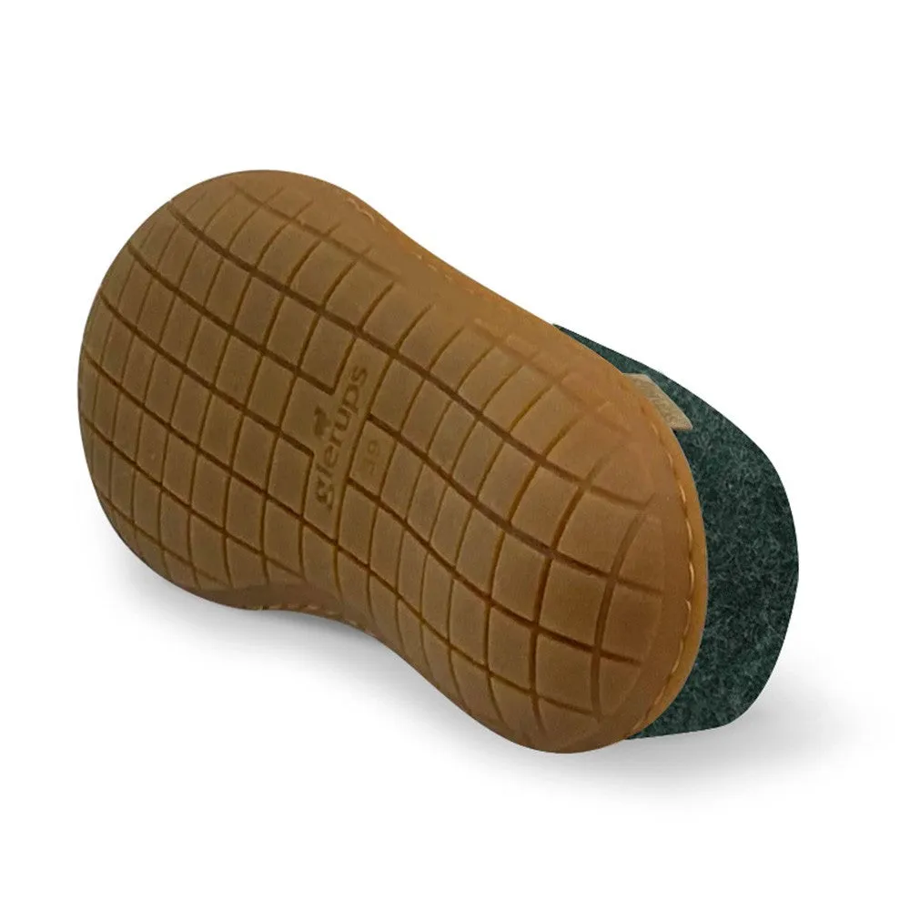 Felt Rubber Sole Mule - Forest