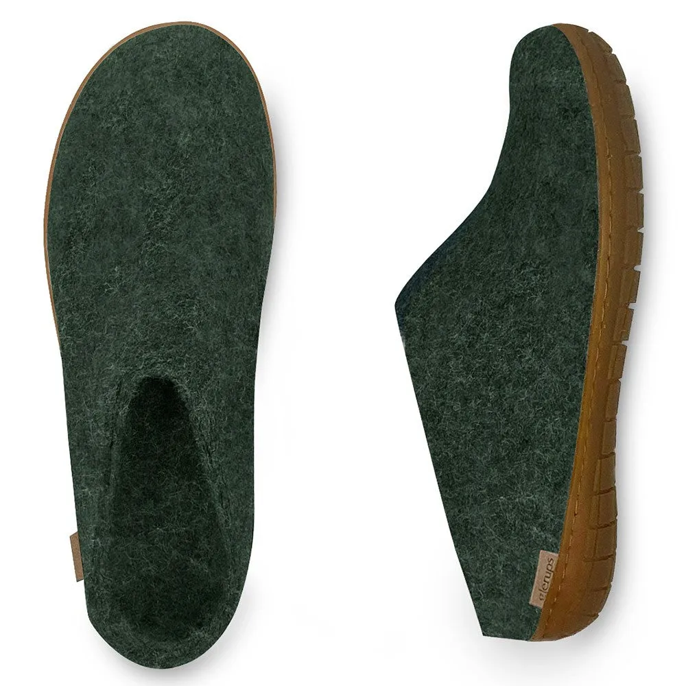 Felt Rubber Sole Mule - Forest