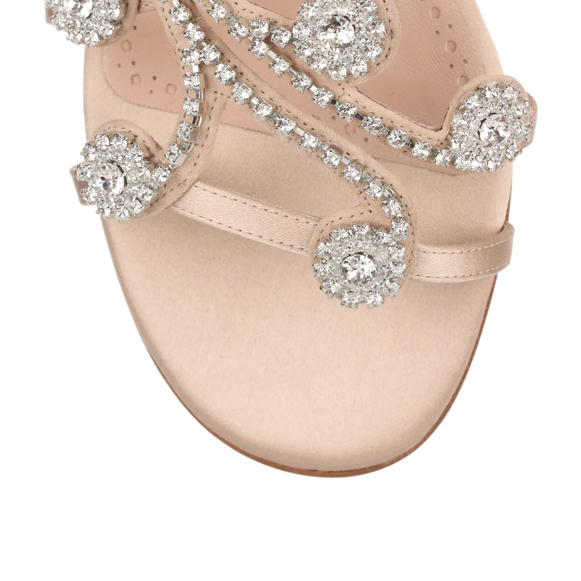 Fernus Flat champagne satin crystal sandal