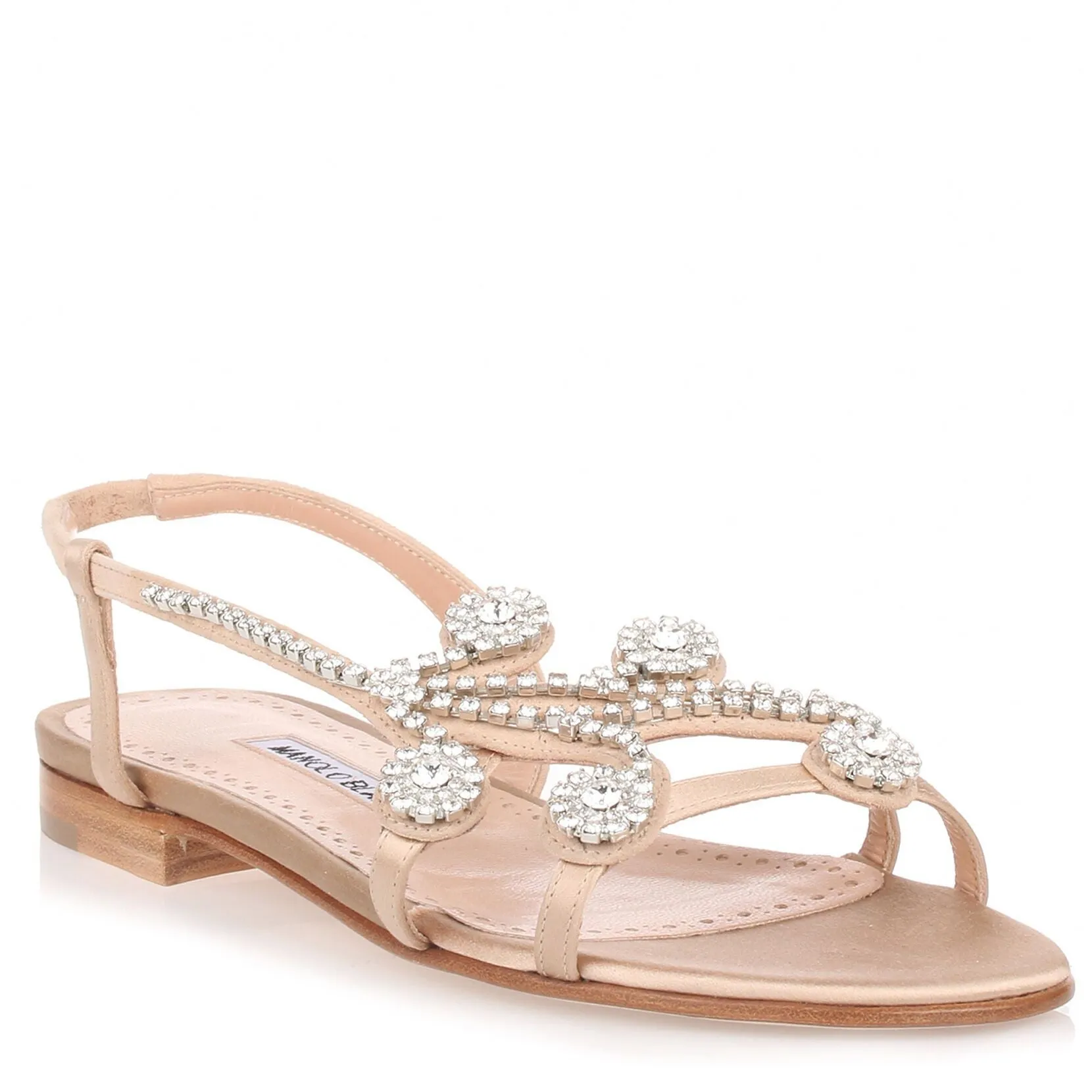 Fernus Flat champagne satin crystal sandal
