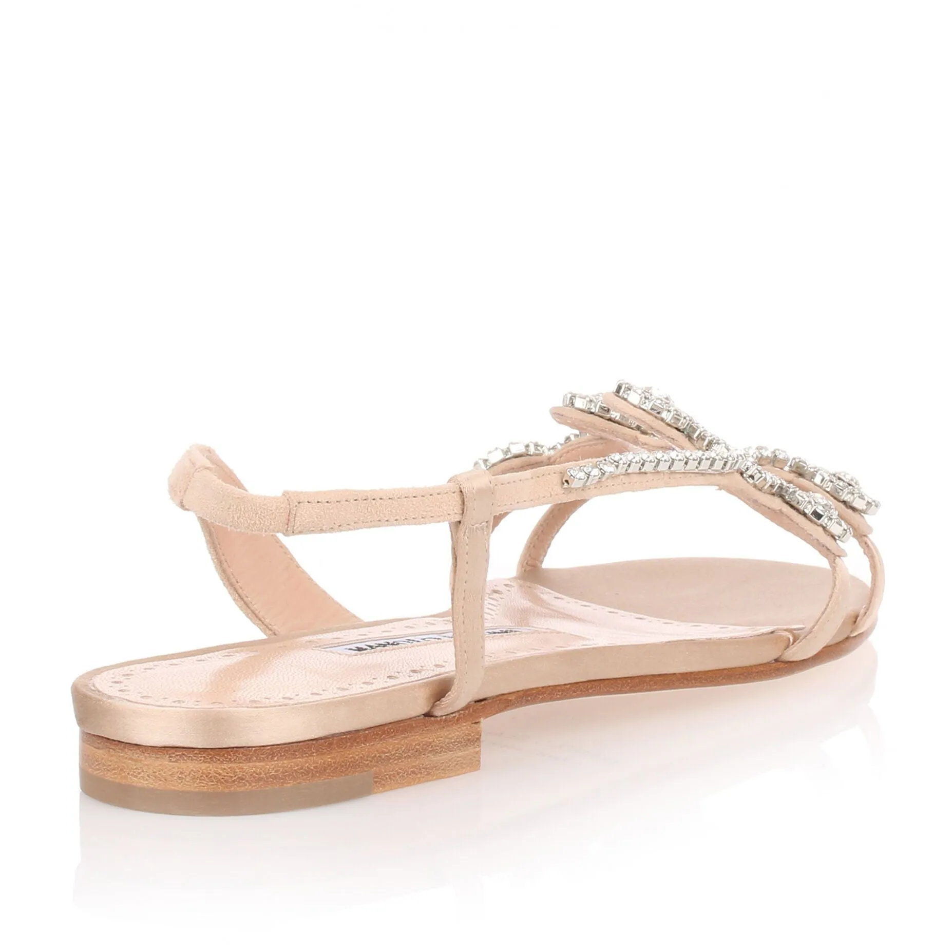 Fernus Flat champagne satin crystal sandal