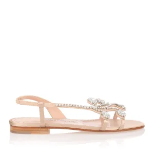 Fernus Flat champagne satin crystal sandal