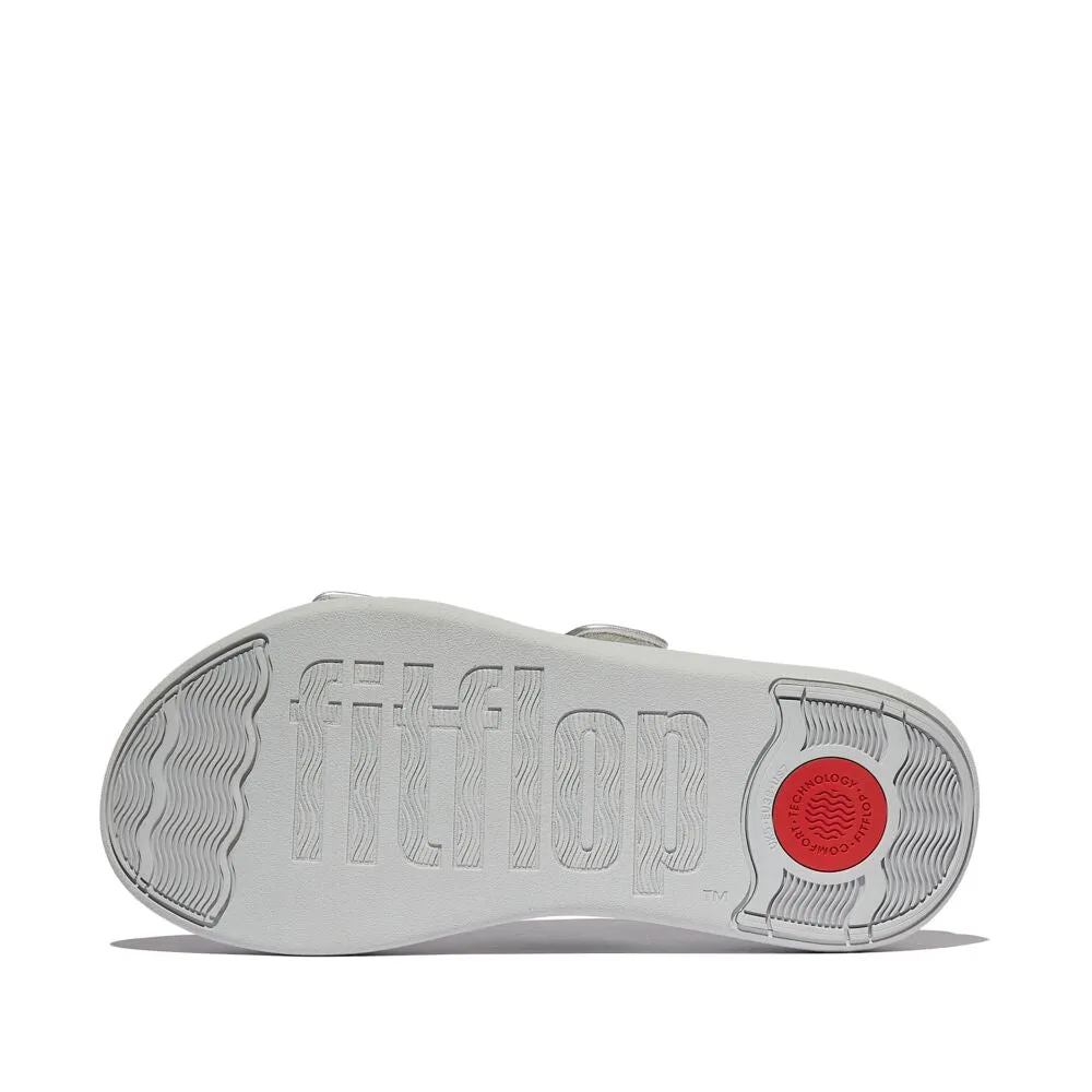 FitFlop F-Mode Go Adjustable Flatform Two Bar Slide Sandals - Silver
