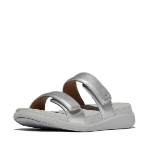 FitFlop F-Mode Go Adjustable Flatform Two Bar Slide Sandals - Silver