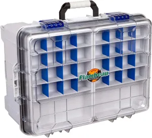 Flambeau Outdoors 4000WPBC Tackle Box - HD Waterproof Tackle Satchel System, 2 Removable Waterproof Tuff Tainers, Floating Satchel, Fishing Tackle & Gear Storage, Zerust Anti-Rust Dividers, Gray/Clear