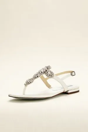 Flat Sandal with Crystal T-Strap