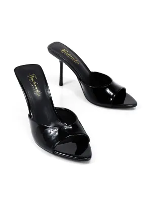 FOH-SHANYA All black Patent Leather Vamp Band
