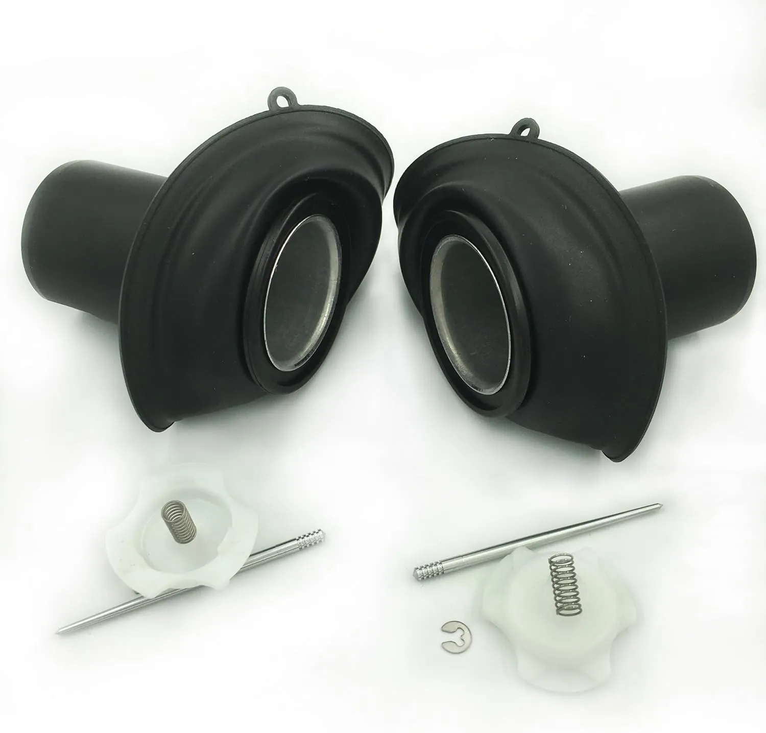 For Honda VT700C Shadow 1984-1985 2PCS Motorcycle Rubber Carburetor Membrane Plungers Bowl, Carb Slide Vacuum Diaphragm Valve Pistons Sping NeedlE Set