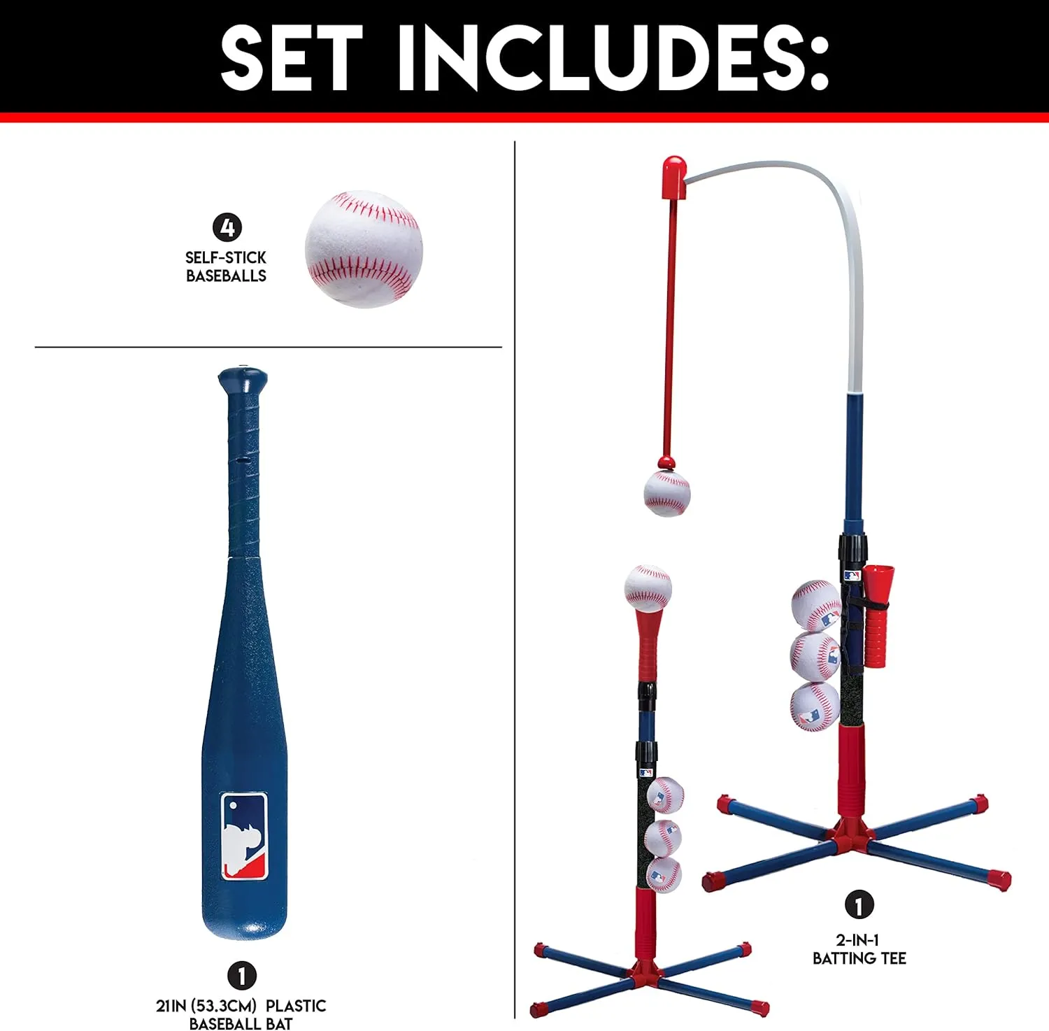 Franklin Sports Grow-with-Me Kids Baseball Batting Tee   Stand Set for Youth   Toddlers - Youth Baseball, Softball   Teeball Hitting Tee Set for Boys   Girls