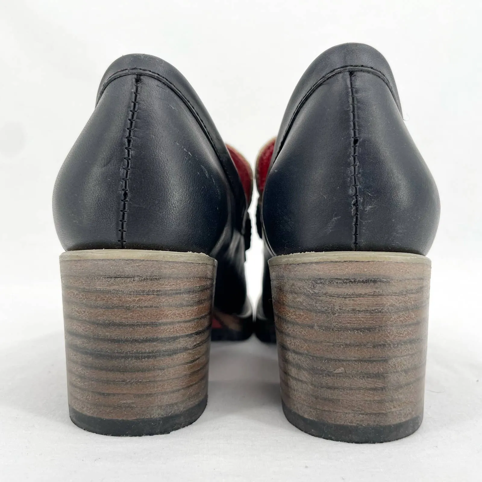 Freebird by Steven Bristol Blue Croc Black Leather Crocodile Loafer Heels Size 7