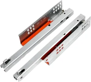 Full Extension Ball Bearing Drawer Glide 1pair Rebound Press Push to Open Under Mount Furniture Kitchen Bath Drawer Slide Rail Runner 2-fold Half Extention(18inches 450MM)