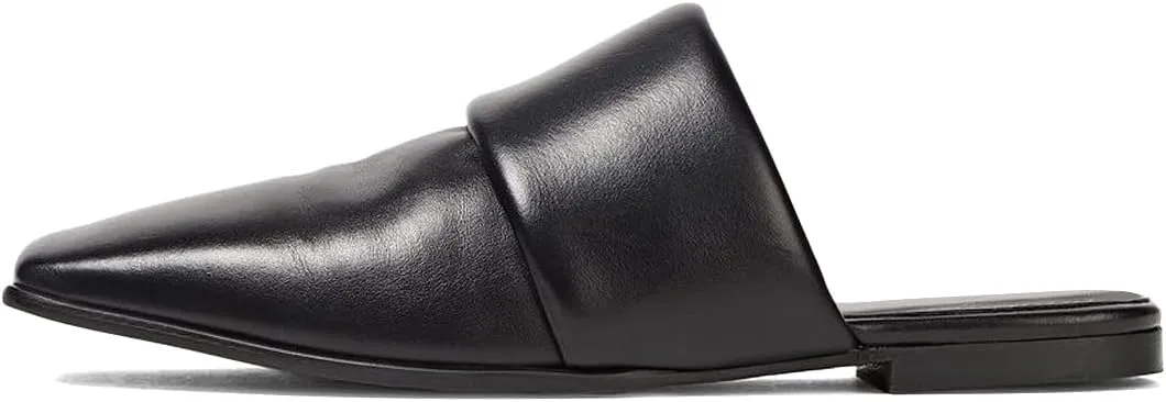FYS Women Square Toe Flat Mules Slip on Wide Band Slippers Backless Indoor Outdoor Casual Sandal Shoes Size 4-16 US