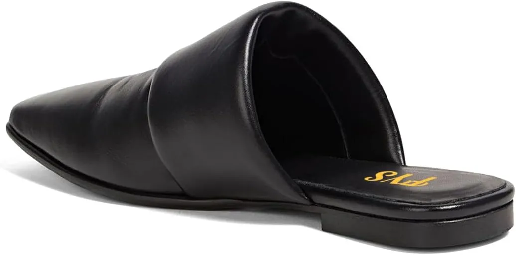 FYS Women Square Toe Flat Mules Slip on Wide Band Slippers Backless Indoor Outdoor Casual Sandal Shoes Size 4-16 US