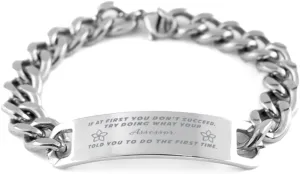 GIFTVILLE & SURPRISE Assessor Bracelet, If at first you don't succeed, try doing what your athletic trainer told you to do the first time., Cuban Link Chain Necklace, Assessor Gifts