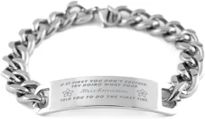 GIFTVILLE & SURPRISE Brickmason Bracelet, If at first you don't succeed, try doing what your athletic trainer told you to do the first time., Cuban Link Chain Necklace, Brickmason Gifts