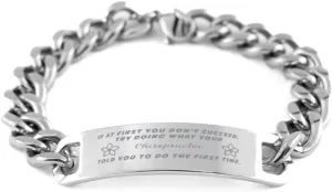 GIFTVILLE & SURPRISE Chiropractor Bracelet, If at first you don't succeed, try doing what your athletic trainer told you to do the first time., Cuban Link Chain Necklace, Chiropractor Gifts