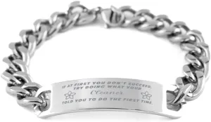 GIFTVILLE & SURPRISE Cleaner Bracelet, If at first you don't succeed, try doing what your athletic trainer told you to do the first time., Cuban Link Chain Necklace, Cleaner Gifts