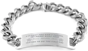 GIFTVILLE & SURPRISE Home Health Aide Bracelet, If at first you don't succeed, try doing what your athletic trainer told you to do the first time., Cuban Link Chain Necklace, Home Health Aide Gifts