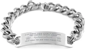 GIFTVILLE & SURPRISE Optometrist Bracelet, If at first you don't succeed, try doing what your athletic trainer told you to do the first time., Cuban Link Chain Necklace, Optometrist Gifts